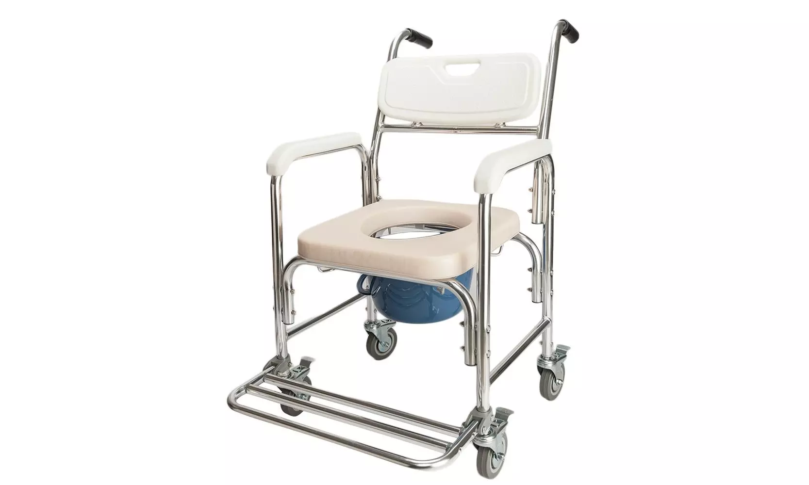 Commode Chair Multifunctional Aluminum Elder Pregnant Women Bath Chair White - Primary Image