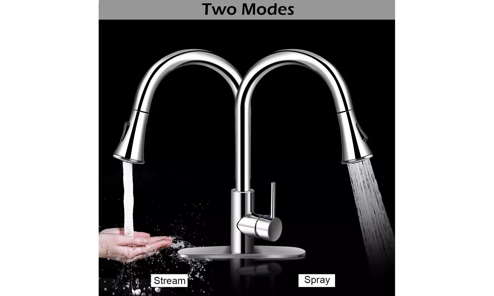 Costway Kitchen Faucet Single Handle Brushed Nickel w/Pull Down Dual Sprayer New - Second Medium