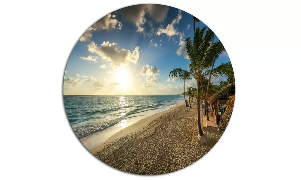 Beautiful Caribbean Vacation Beach' Disc Large Beach Large Metal Circle Wall Art - Second Medium