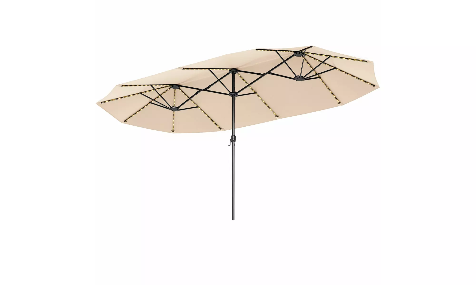 Costway 15.5 FT Extra-Large Patio Umbrella with LED Solar Lights