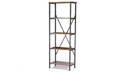 Lancashire Brown Wood & Metal Bookcase