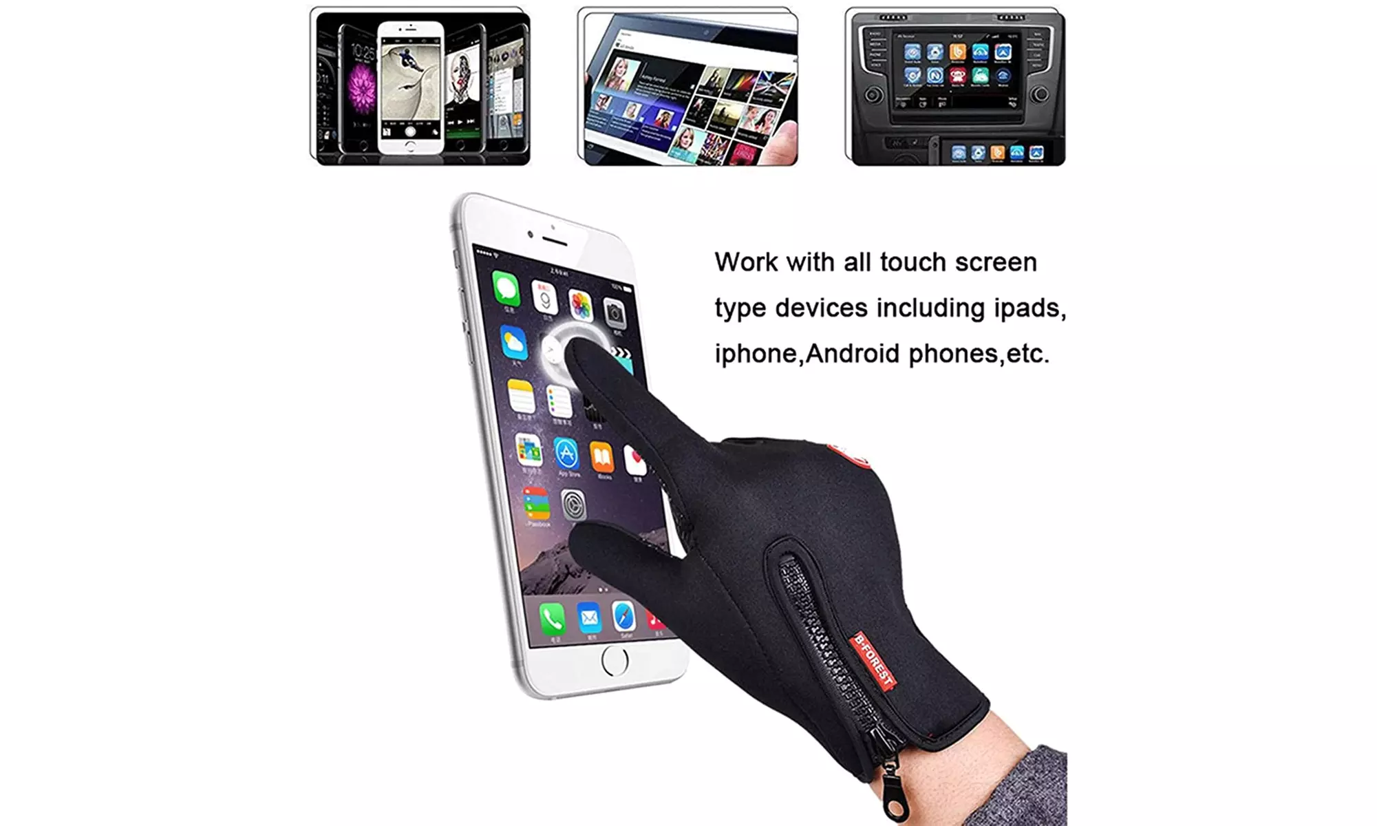 2 Pair Winter Touch Screen Warm Gloves Thermal Windproof and Waterproof Gloves