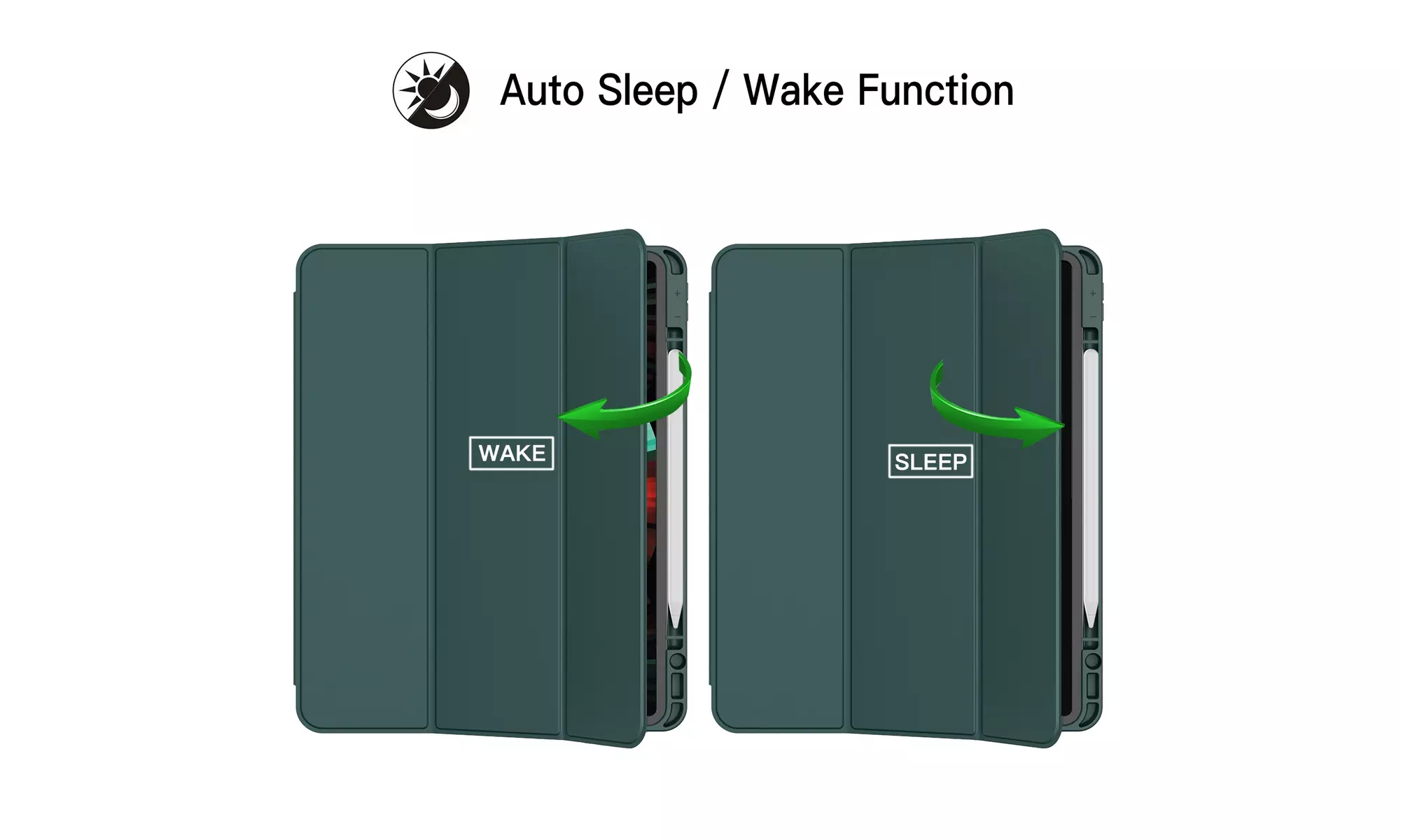 iPad Pro 12.9'' (2022/2021) Case with Pencil Holder, Support 2nd Pencil Charging