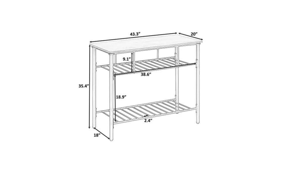 Counter Height Dining Kitchen Island Prep Table, Kitchen Storage Rack - Second Medium