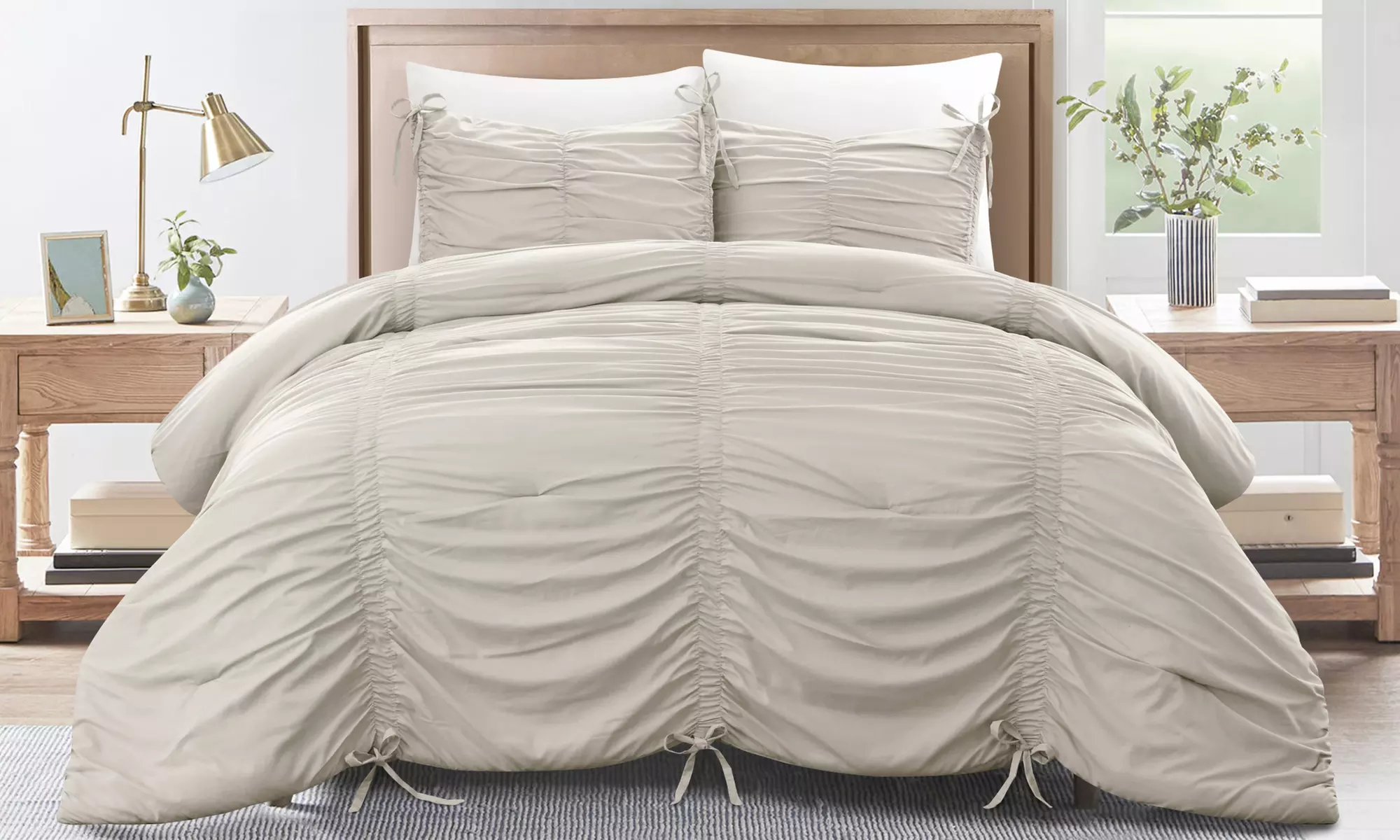 Abril Ruched Comforter Set 3pc - King/Queen, 2pc -Twin - Primary Image