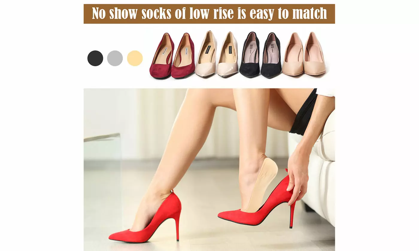 3 Pairs Ultra Low Cut Liner No Show Non Slip Invisible Socks for Flats Shoes