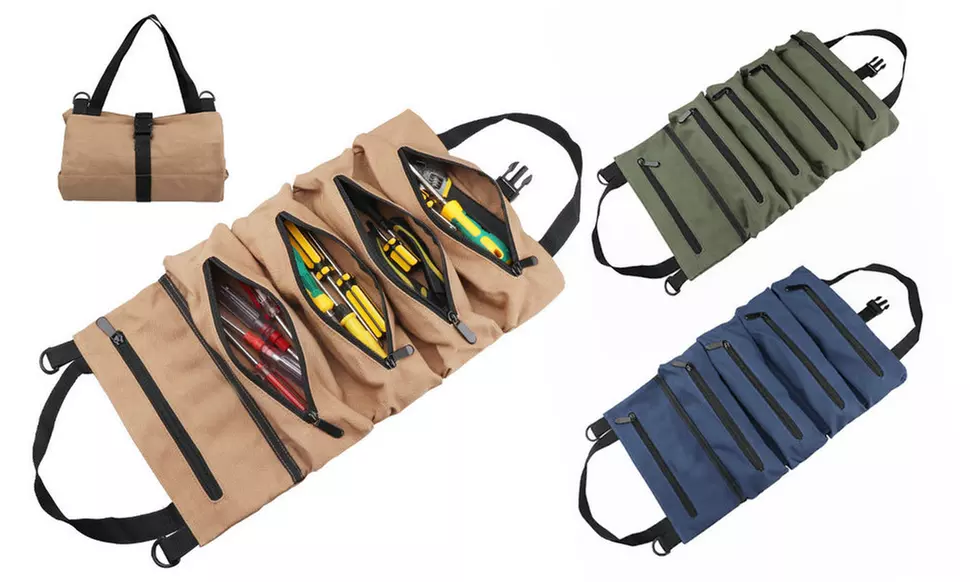 Multi-Purpose Tool Roll Up Bag Canvas Tool Organizer Bucket - Primary Image