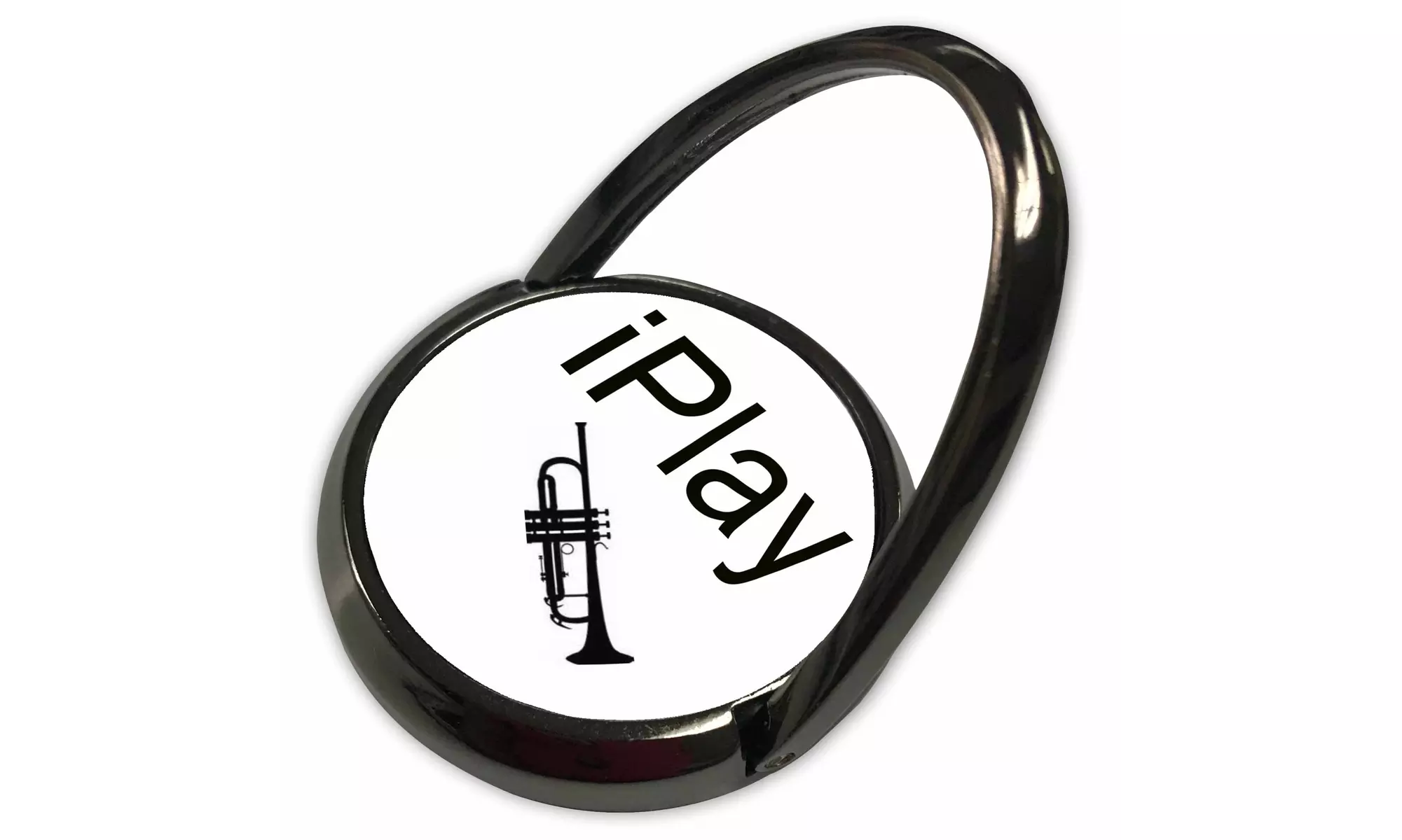  Phone Ring - iPlay, black lettering on white background with picture of trumpe - Primary Image