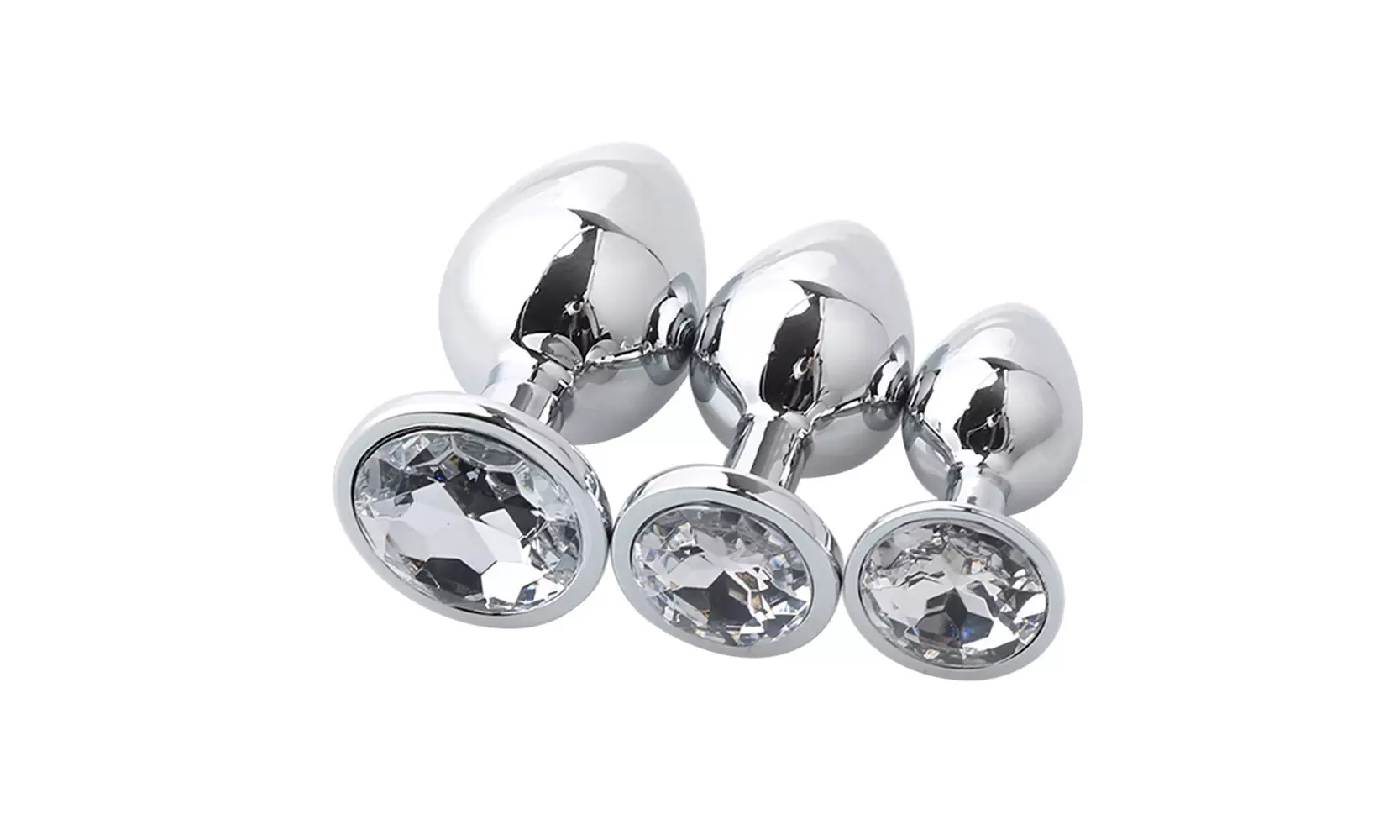 3 Pack Crystal Anal Plugs Adults Toy Party Smooth Butt-Plugs Massage Sex Toys - Primary Image