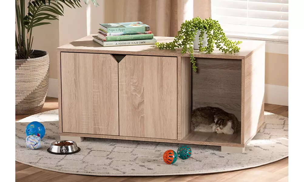 Jasper 2-Door Wood Cat Litter Box Cover House - Primary Image