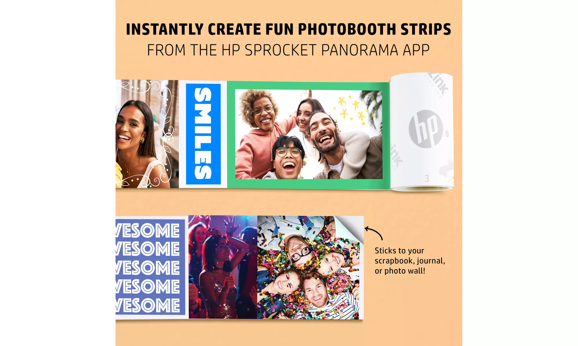HP Sprocket Panorama Portable Instant Label Printer & Photo Printer 2"x 0.5"- 9"