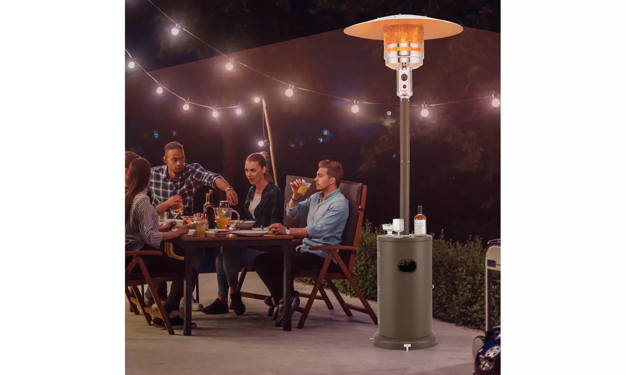 50,000 BTU Patio Heater with Wheels Round Table Design & Stainless Steel Burner