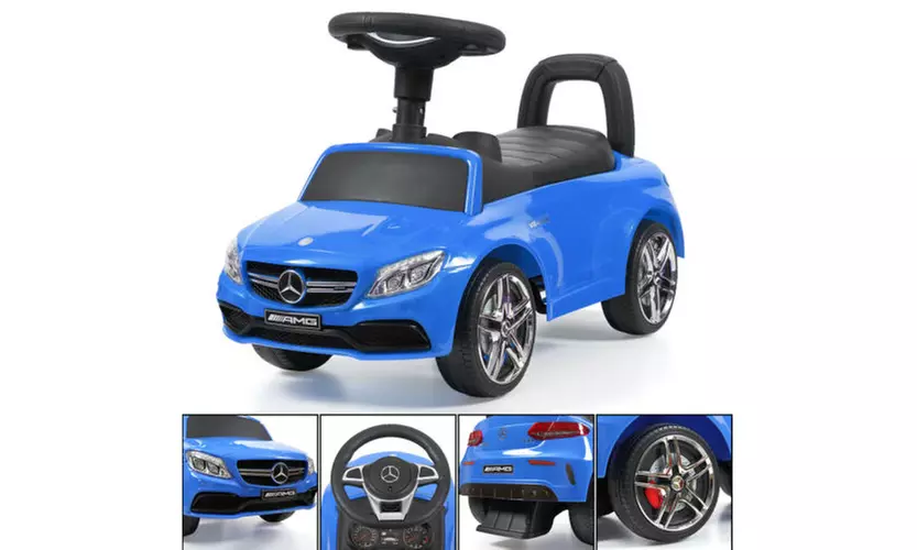 Mercedes-Benz Kids Ride On Push Car Foot To Floor Stroller Toddler w/ Horn Blue - Primary Image