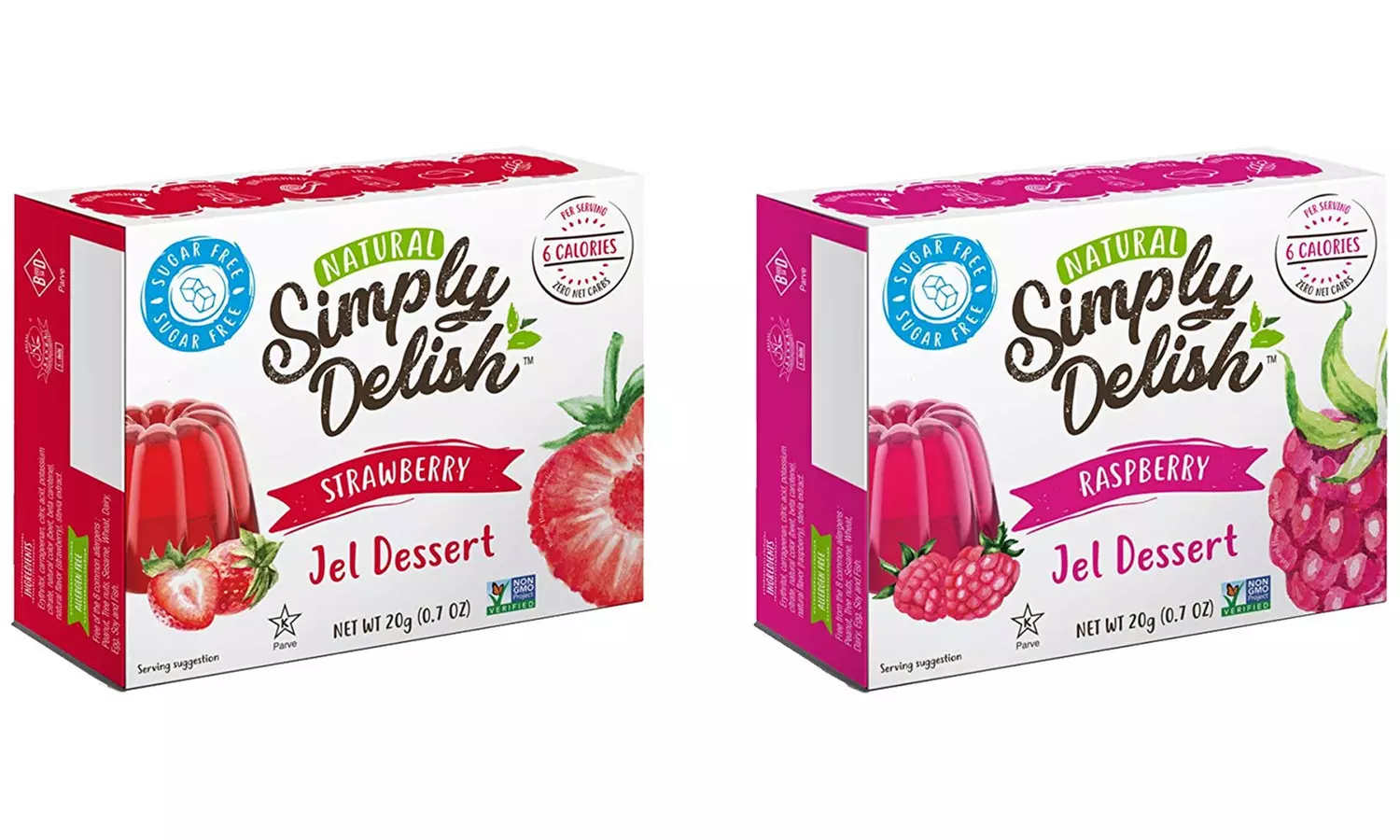 Simply Delish Natural Jel Dessert Sugar Free Variety Pack Strawberry & Raspberry - Primary Image