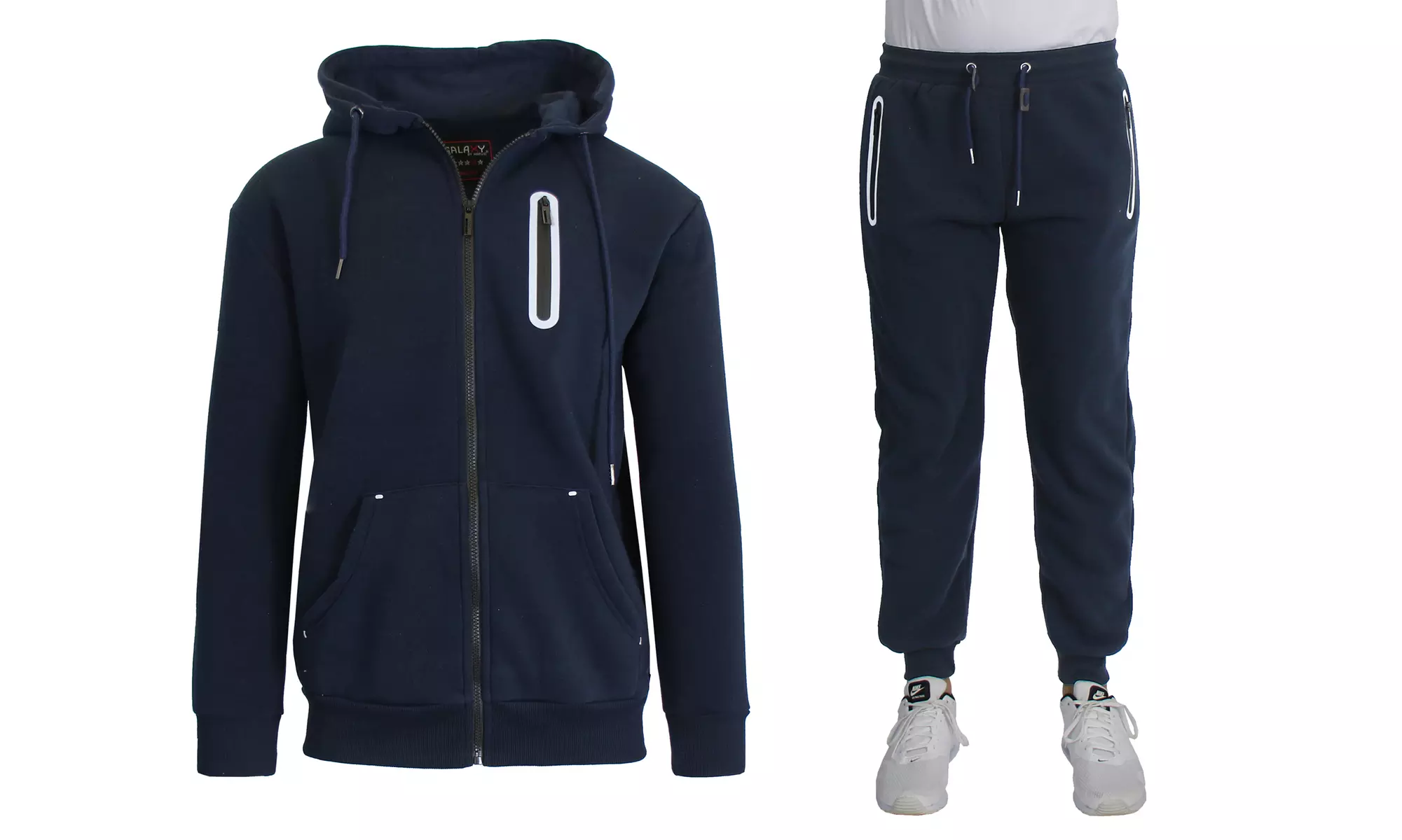 Men's Fleece-Lined Full-Zip Hoodie & Jogger 2-Piece Set (Multiple Styles) S-2XL
