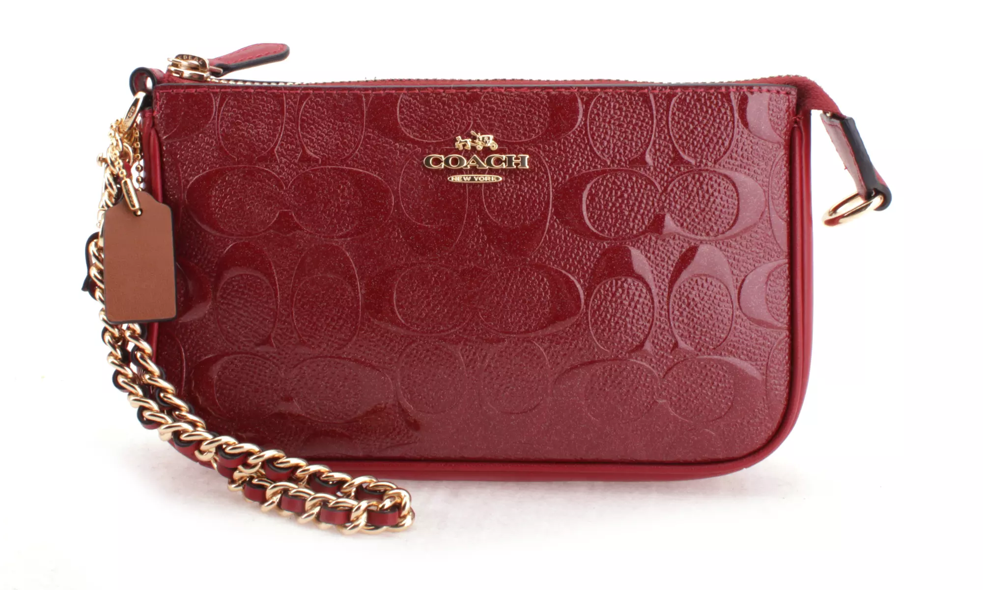 Coach Women's Signature Debossed Patent Leather Large Wristlet 19  - Primary Image
