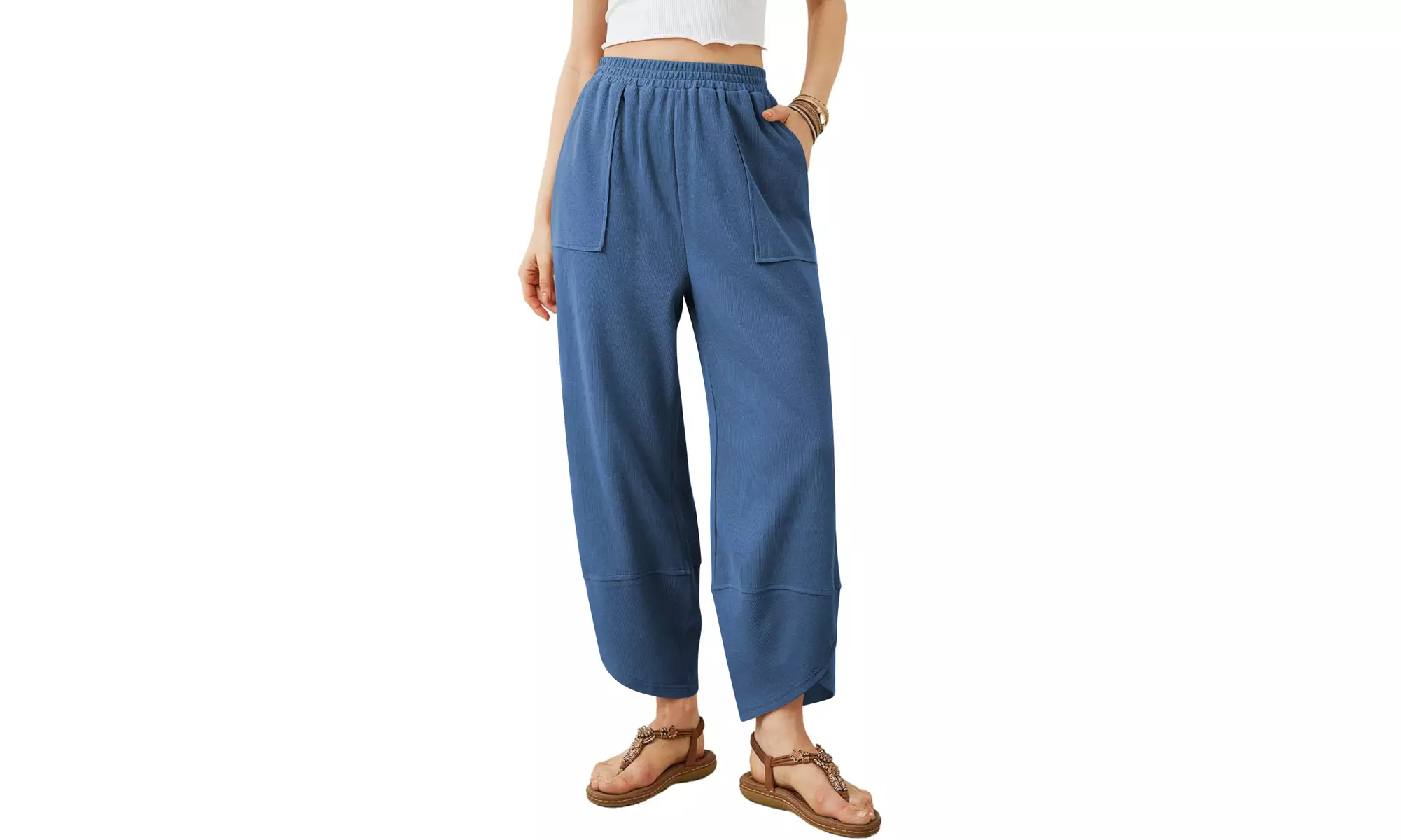 Womens Wide Leg Harem Pants Casual Elastic Waist Comfy Palazzo Baggy Sweatpants