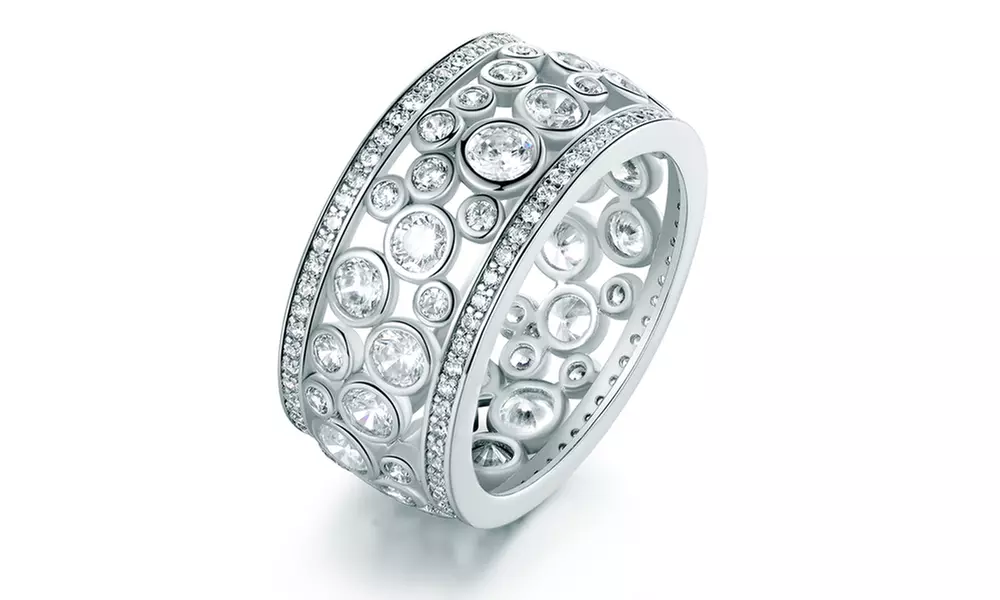 18K Gold Plated Cubic Zirconia Eternity Band Ring by Chantel Club - Second Medium
