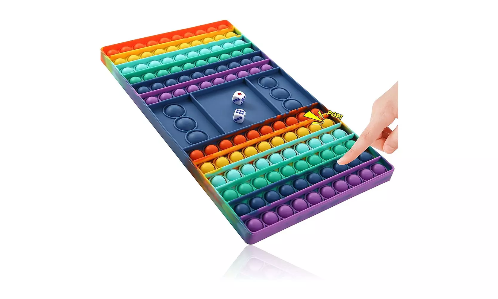 Big 10" Fun Dice Pop Game Fidget Toy, Pop Rainbow Chess Board Fidget Toy - Second Medium