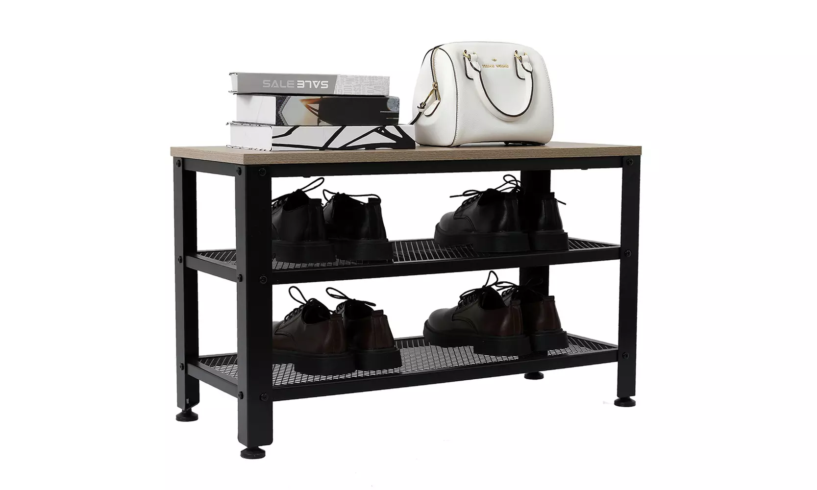 Shoe Bench, 3-Tier Shoe Rack, Storage Organizer with Seat for Entryway
