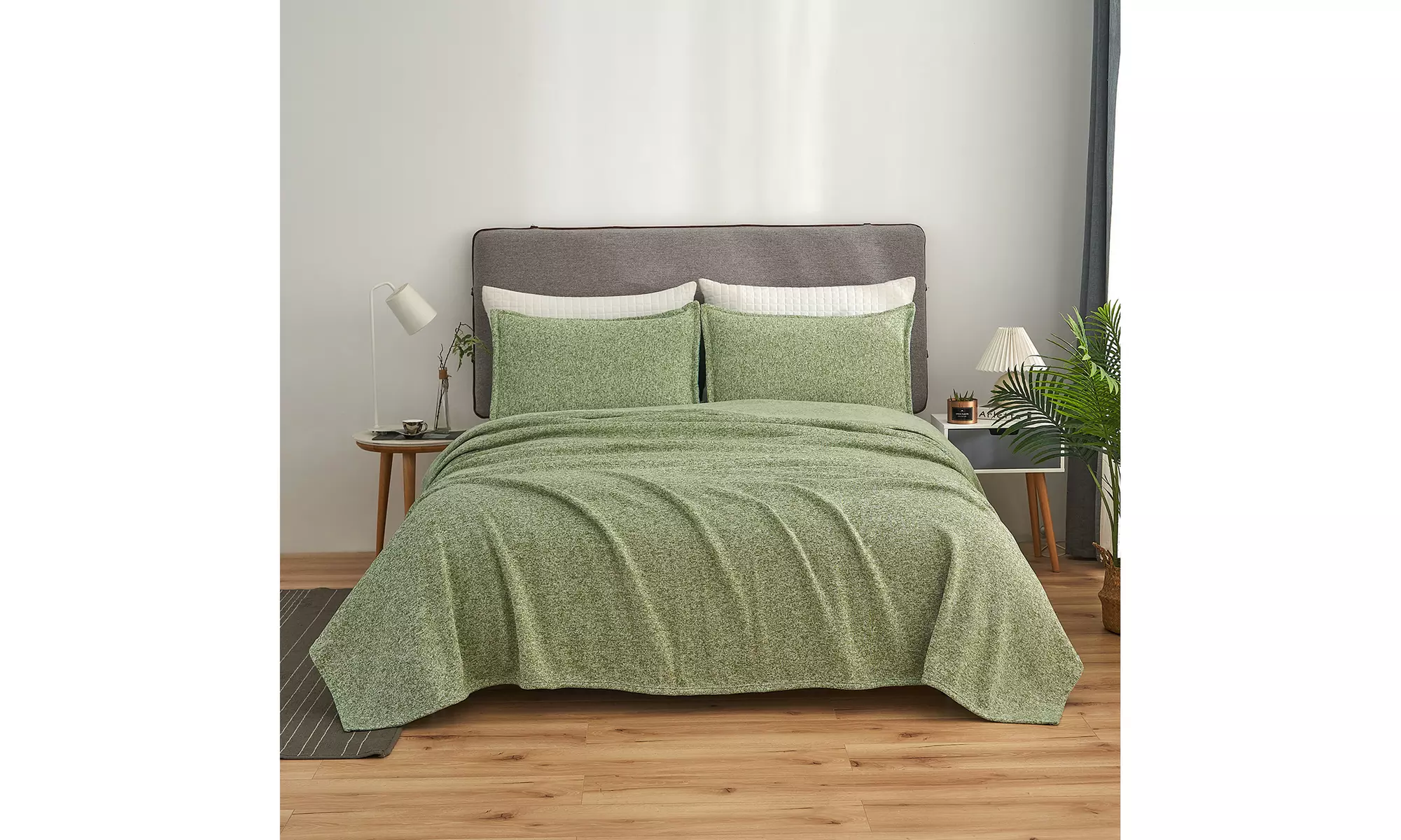 2-3 Piece Knit Weave Bed Blanket Set,Lightweight Fuzzy Jersey Blanket With Shams