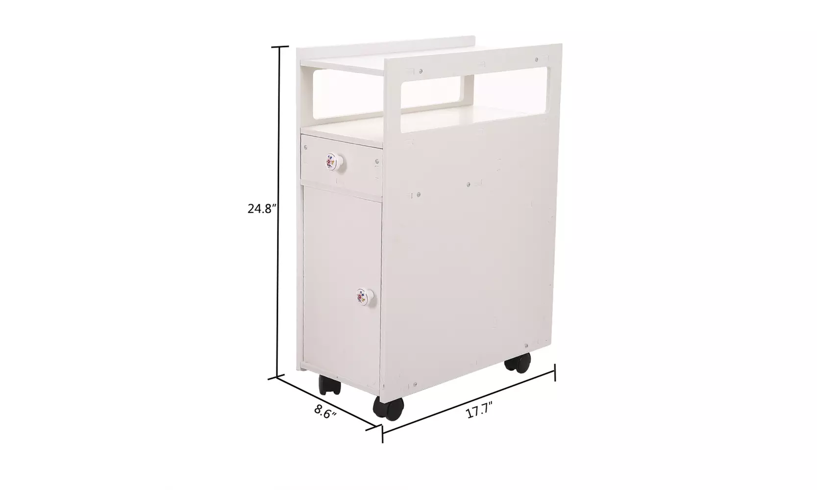 Bathroom Classic&Durable With Narrow Cabinet Shelf, White - Primary Image