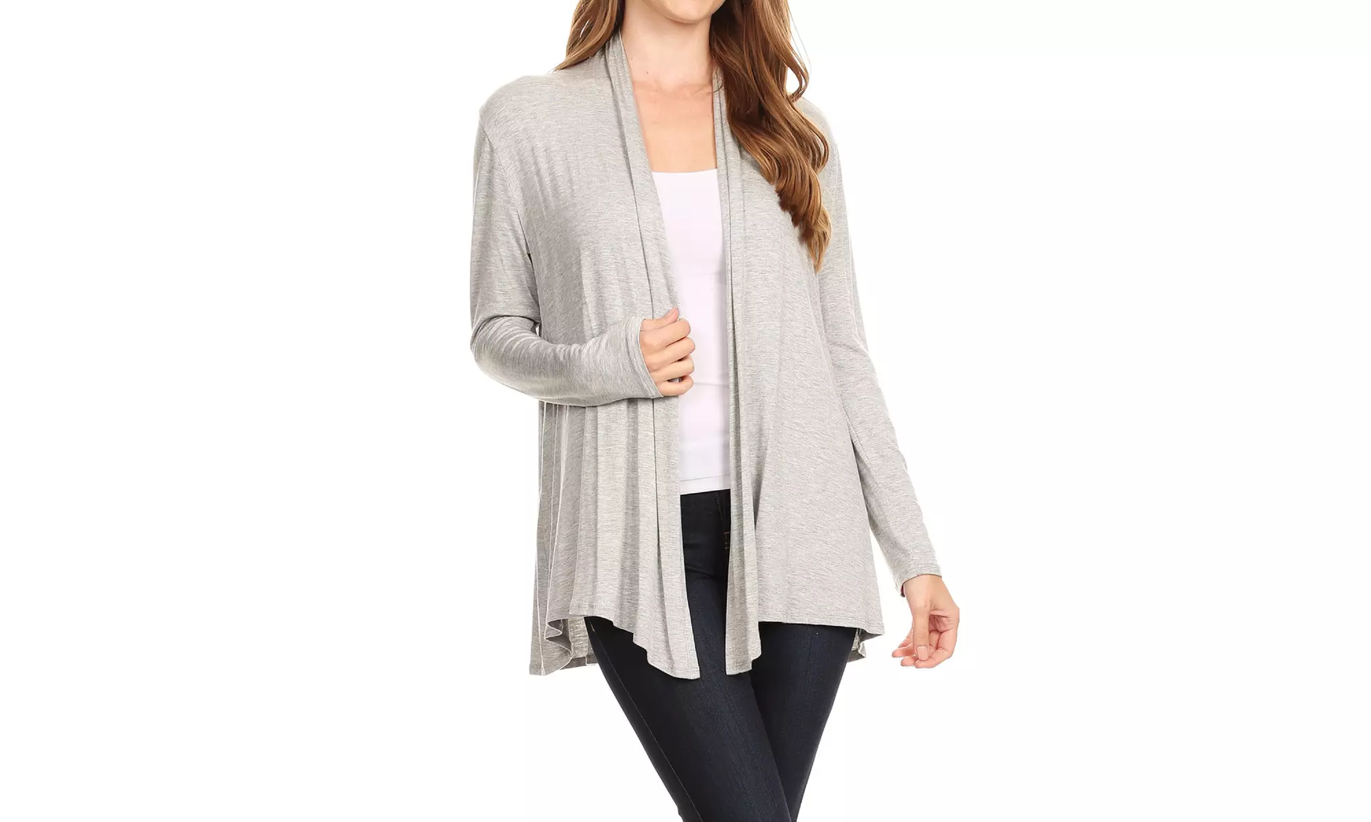 Solid Lightweight Soft Long Sleeves Open Front Cardigan