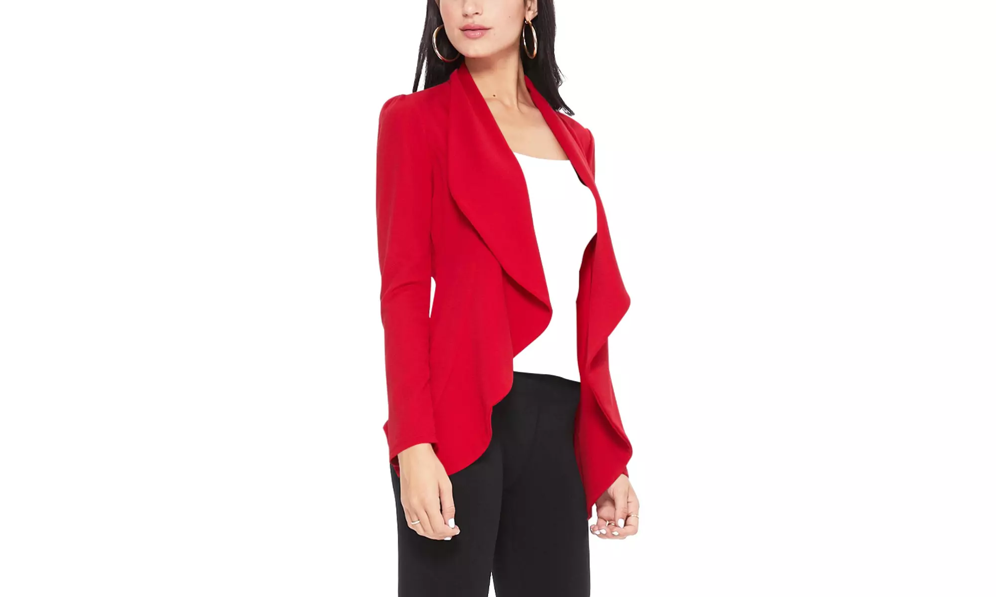 Casual Long Sleeves Open Front Office Wear Solid Blazer Jacket S-3XL