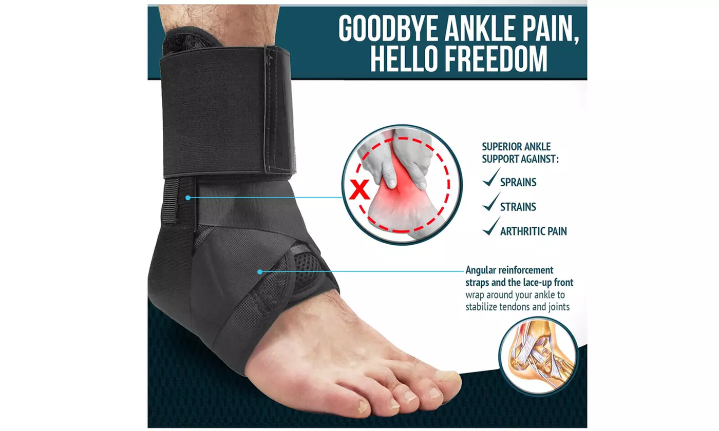 Ankle Brace Support Plantar Fasciitis Lace Up Stabilizer Sprain Wrap Pain Relief