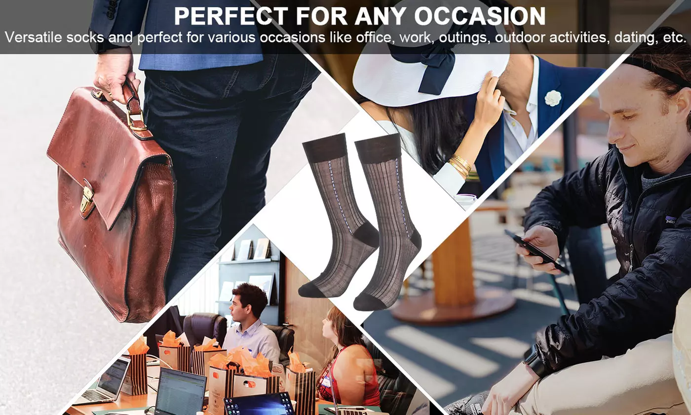Mens Nylon Ultra Thin Dress Socks Silk Sheer Business Work Trouser Sock Mid Calf