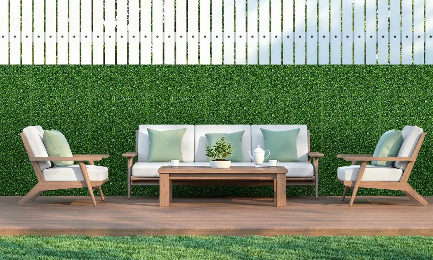 iNova 24"x16" Artificial Grass Wall Panels Boxwood Topiary Hedge Mats (12-Pack)
