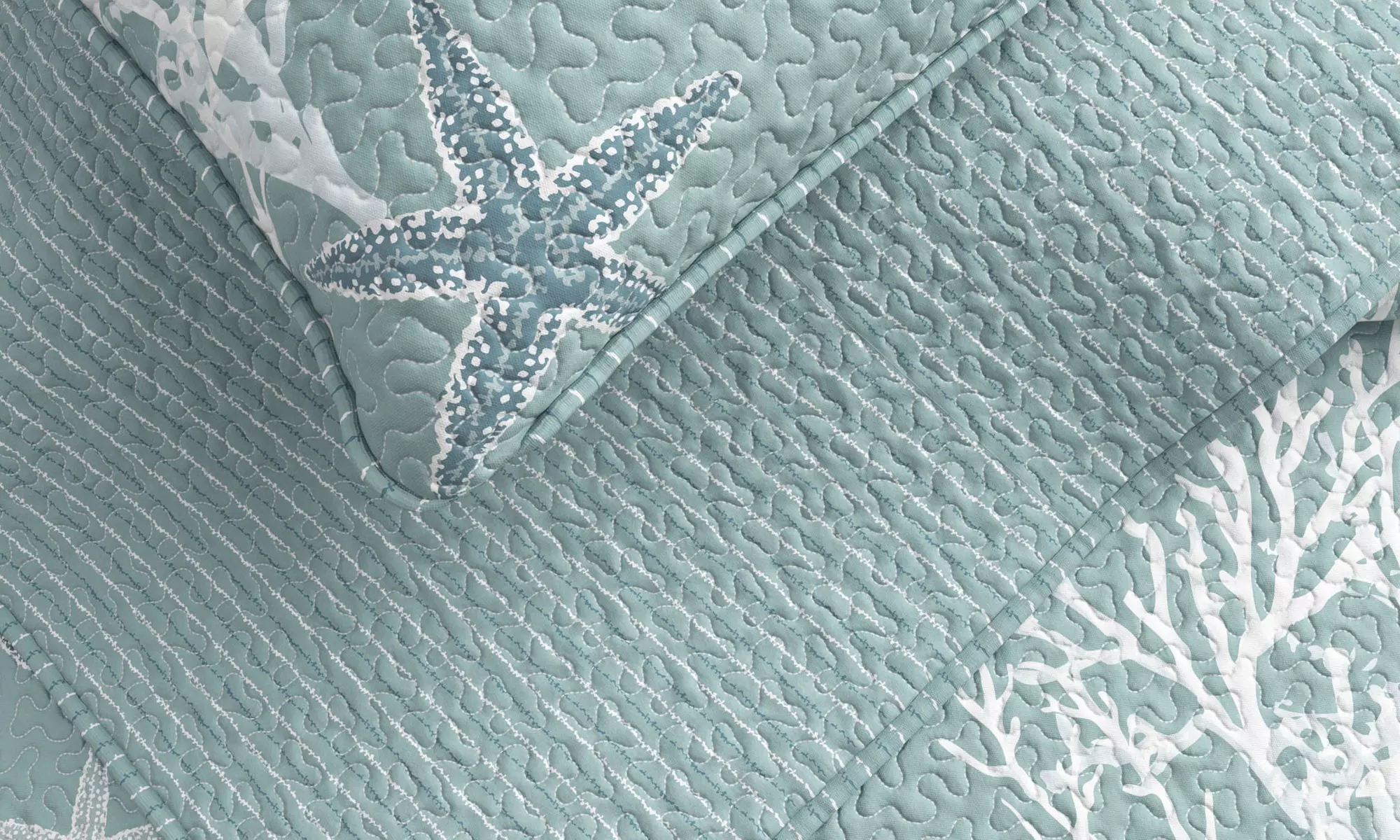 FreshFolds Reversible Coastal Themed Quilt Set (2- or 3-Piece) Seaside Escape