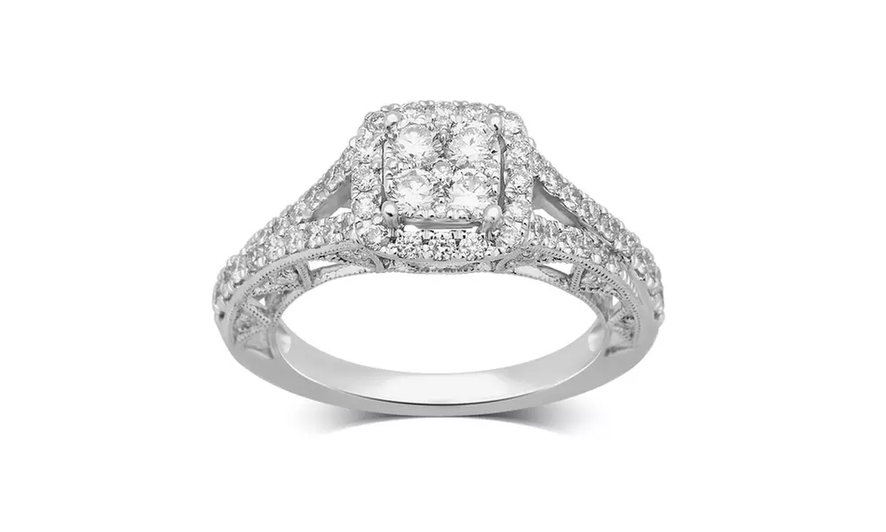 1 1/10 Cttw Diamond Engagement Ring in 14K White Gold by DiamondMuse - Primary Image
