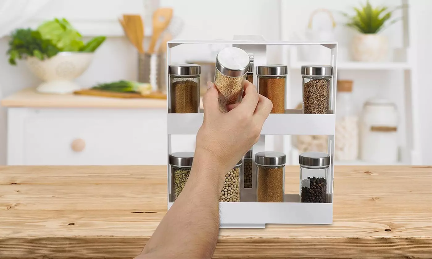 NewHome Swivel Cabinet Organizer Revolving Kitchen Rack Spice Organizer
