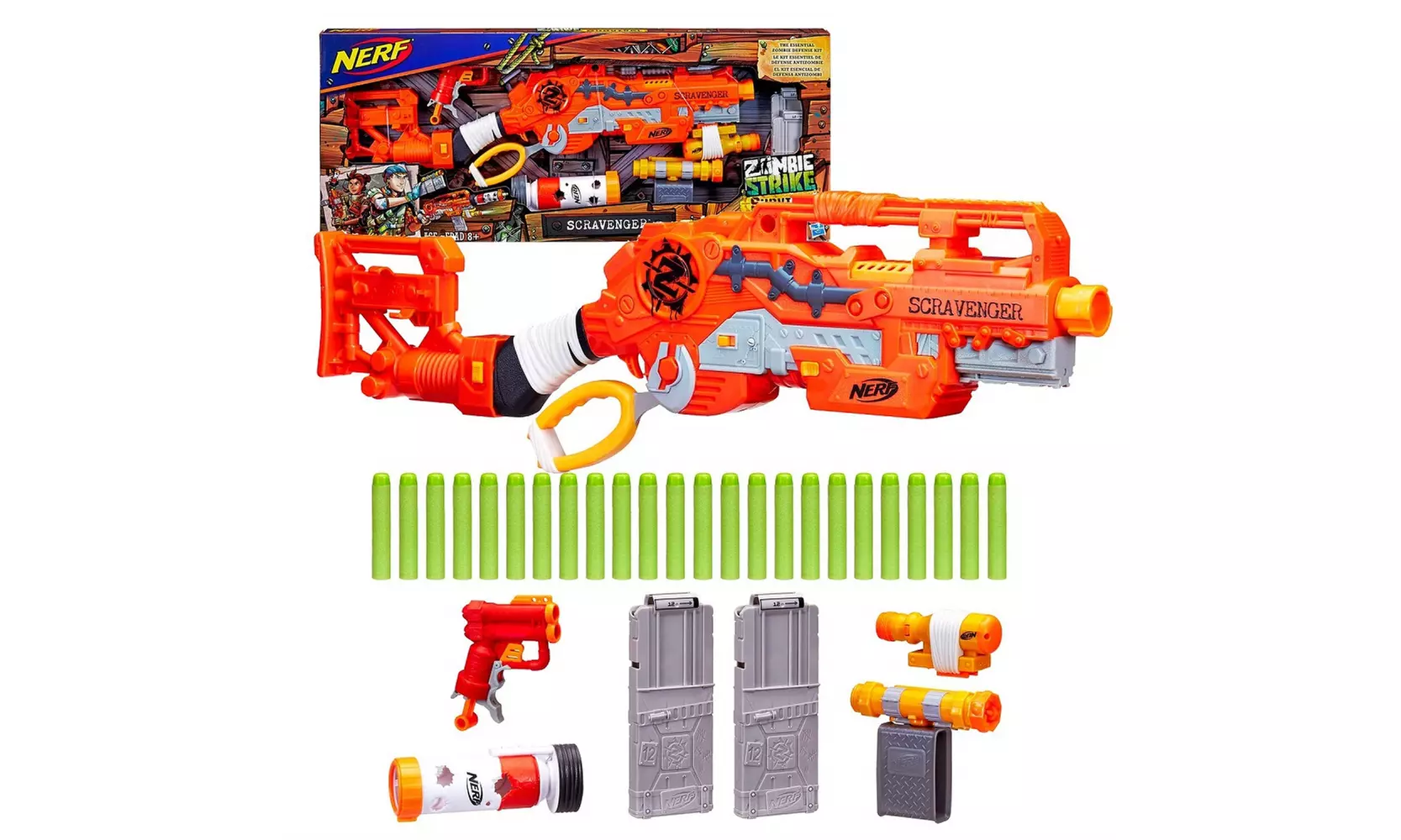 Scravenger Nerf Zombie Strike Toy Blaster with Two 12-Dart Clips, 26 Darts - Primary Image