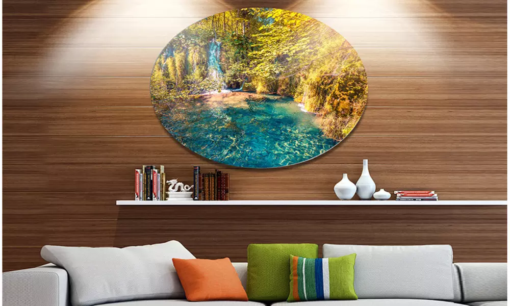 Plitvice Lakes National Park' Large Landscape Metal Circle Wall Art - Primary Image