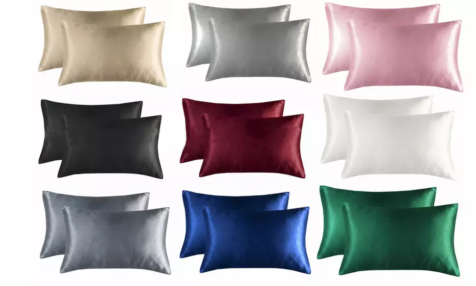 2-Pack Luxury Satin Pillowcases Pillow Cover For Anti-Acne Facial Hair Care