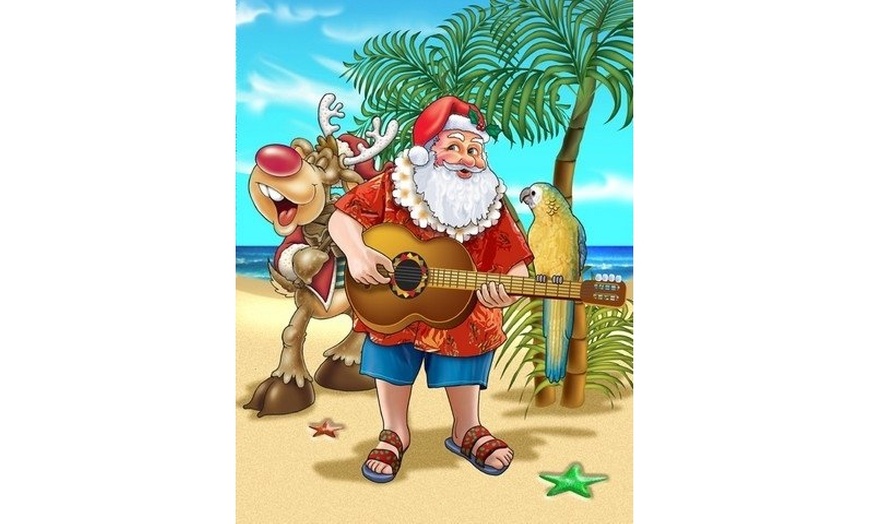 Image 1: Carolines Treasures APH5151GF Beach Christmas Santa Claus Island Time Flag
