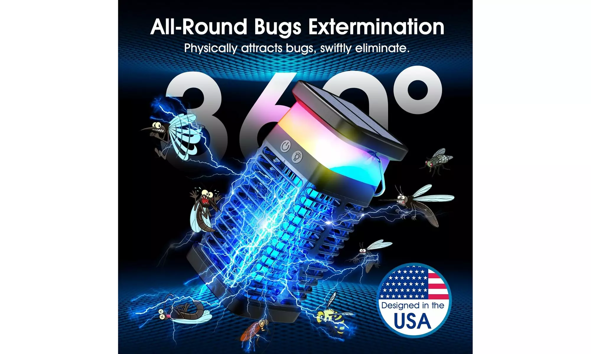 2-in-1 Outdoor Solar Light and Bug Zapper, Solar Bug Zapper Lantern 