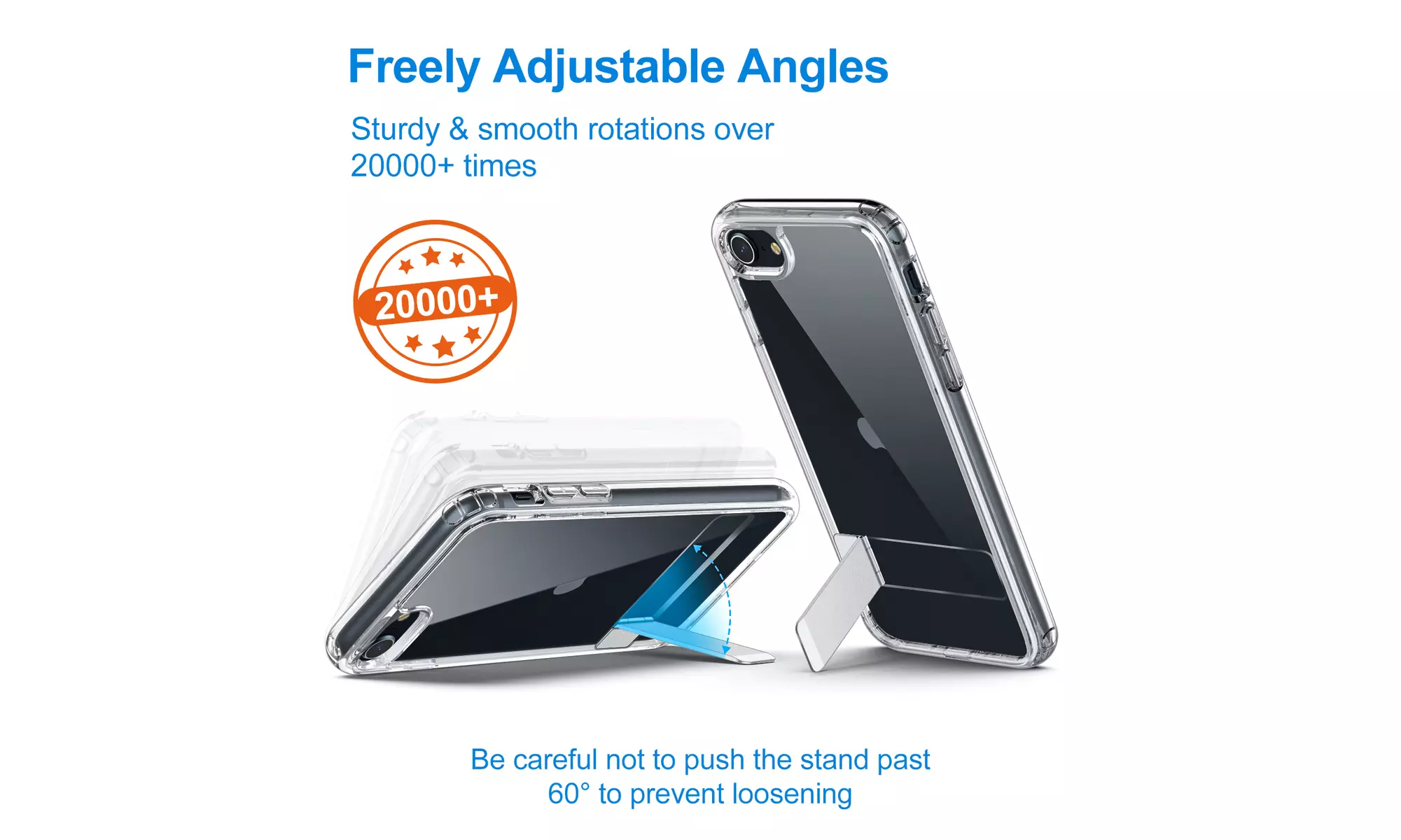 3-Way Metal Kickstand Case for Apple iPhone SE 3/2, iPhone 8/7, Bumper Cover