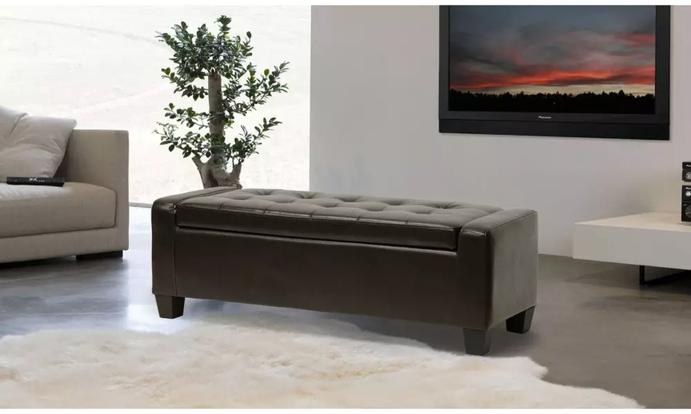 Ricardo Bonded Leather Storage Ottoman - Primary Image