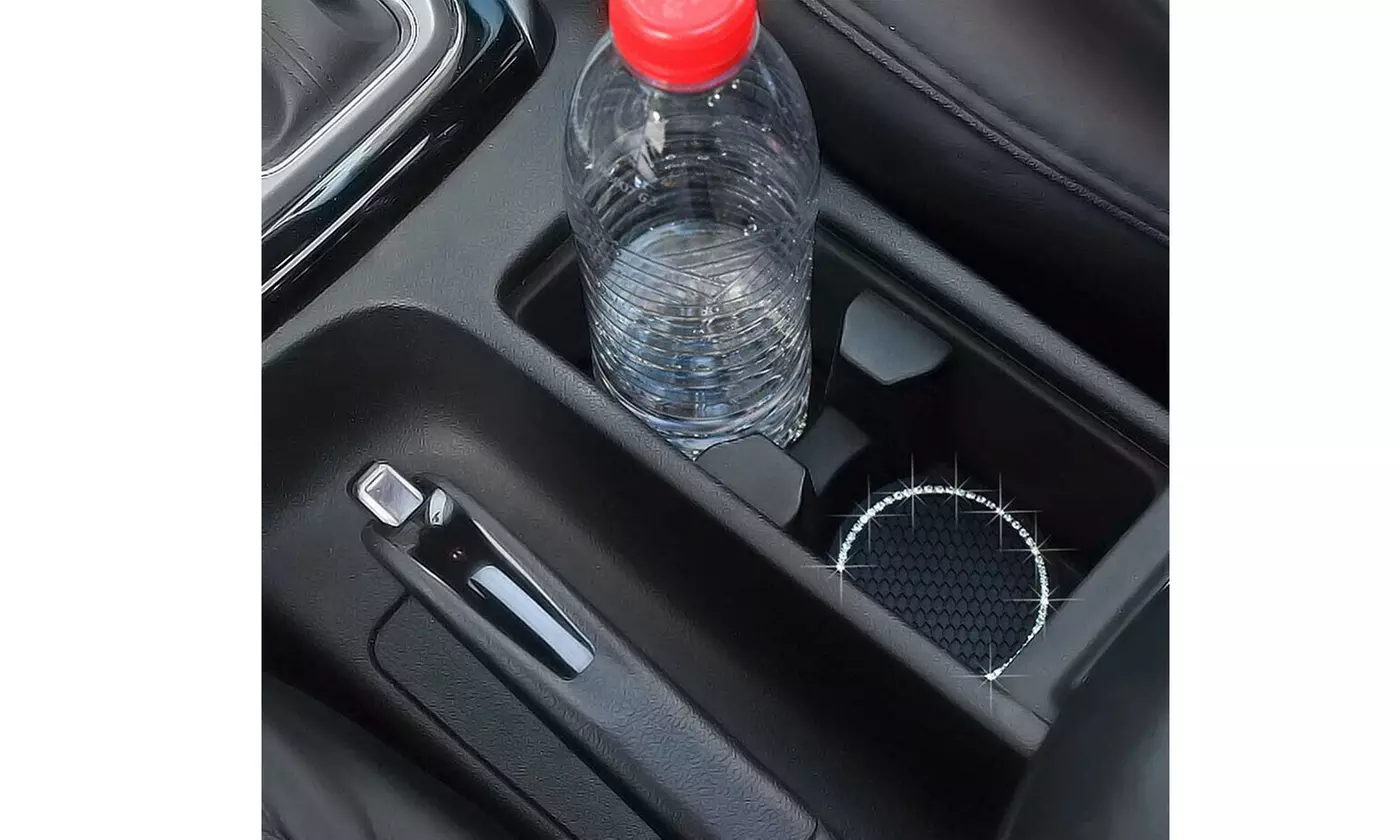 2Pcs Bling Coasters Car Cup Holder Insert Universal Mug Anti Slip 