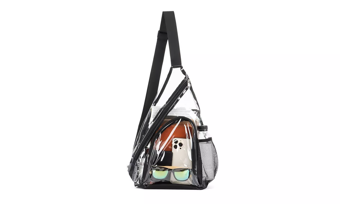 Clear PVC Stadium Approved Sling Bag Crossbody Purse Fanny Pack