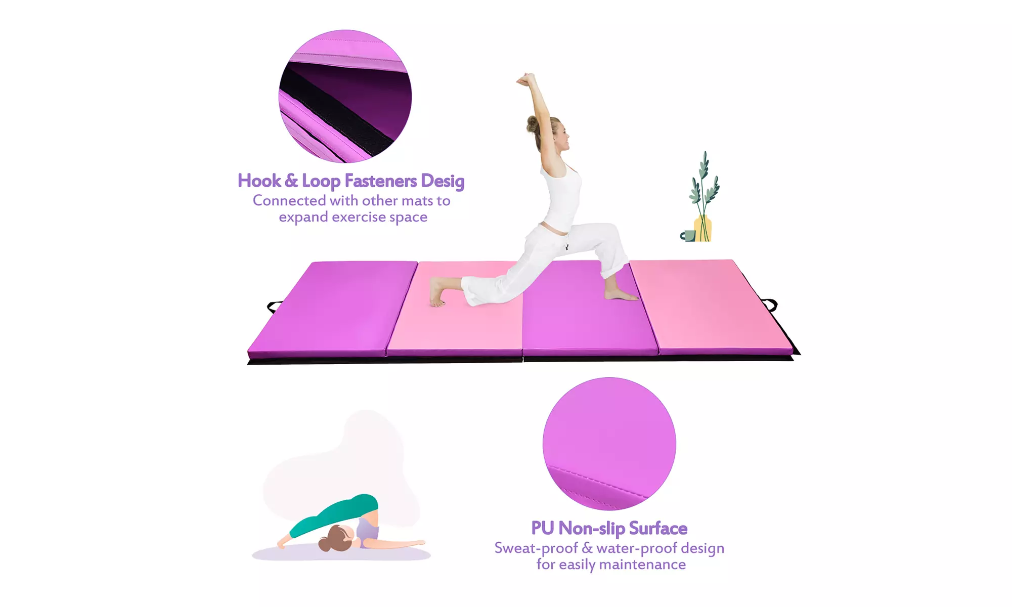 Costway Costway 4'x 10'x 2''Folding Gymnastics Mat Indoor Outdoor Gym - Second Medium