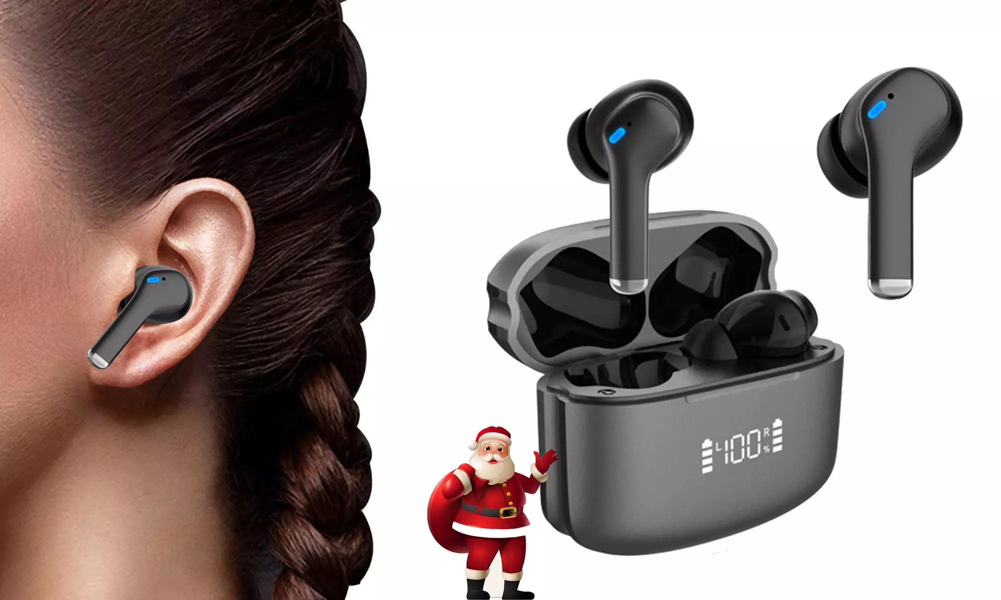 Christmas Gift BT5.3 Dual Noise Cancelling Wireless Earbuds IPX6 Earphones  - Primary Image