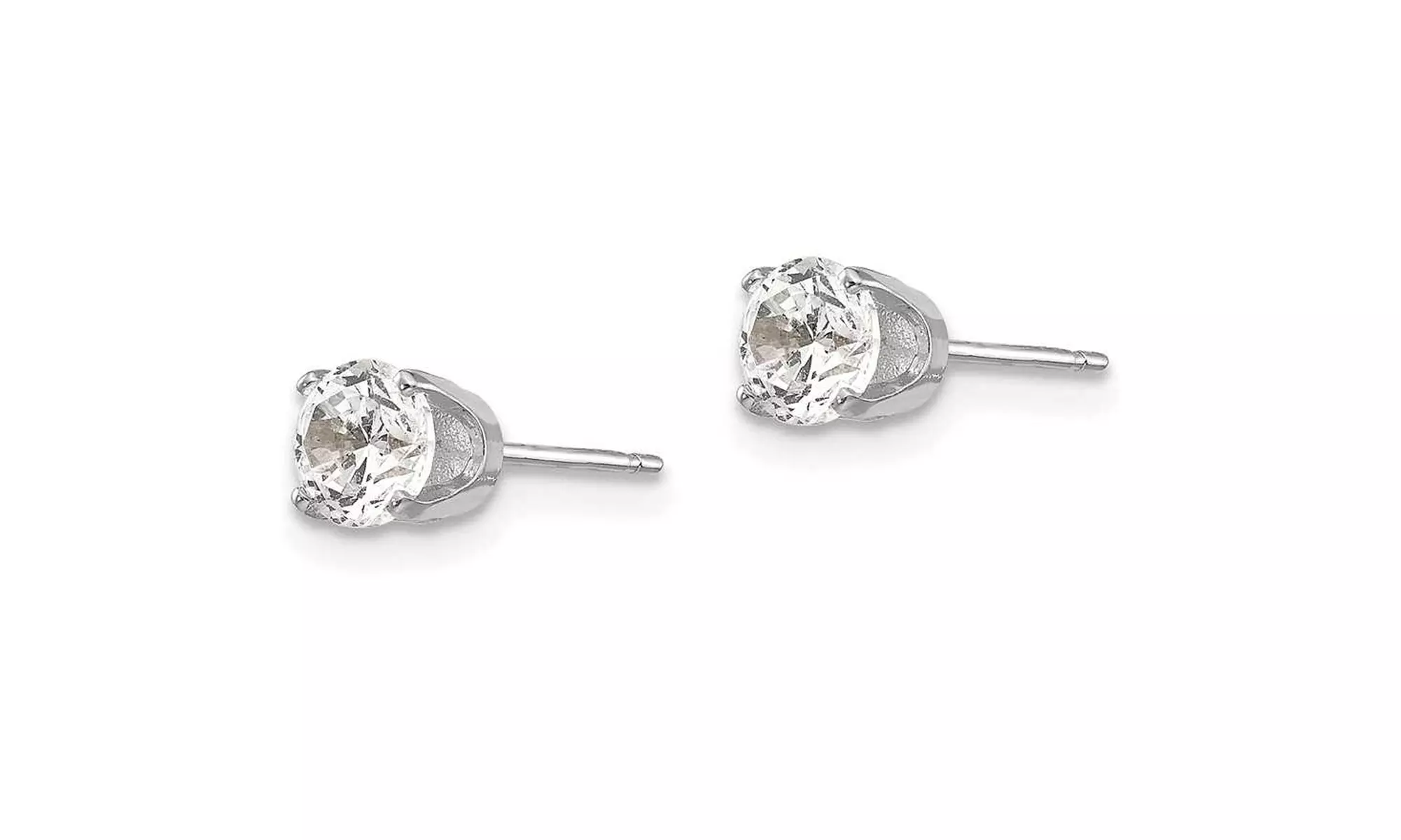 Paris Jewelry 14K White Gold Plated 4.5mm Cubic Zirconia Stud Earrings