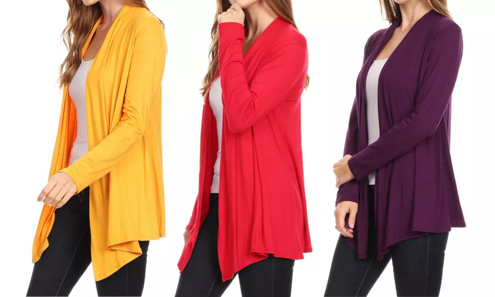 Solid Lightweight Soft Long Sleeves Open Front Cardigan - Primary Image