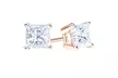 Paris Jewelry 14k Rose Gold Push Back Created White Sapphire Stud Earrings 4MM - Second Medium