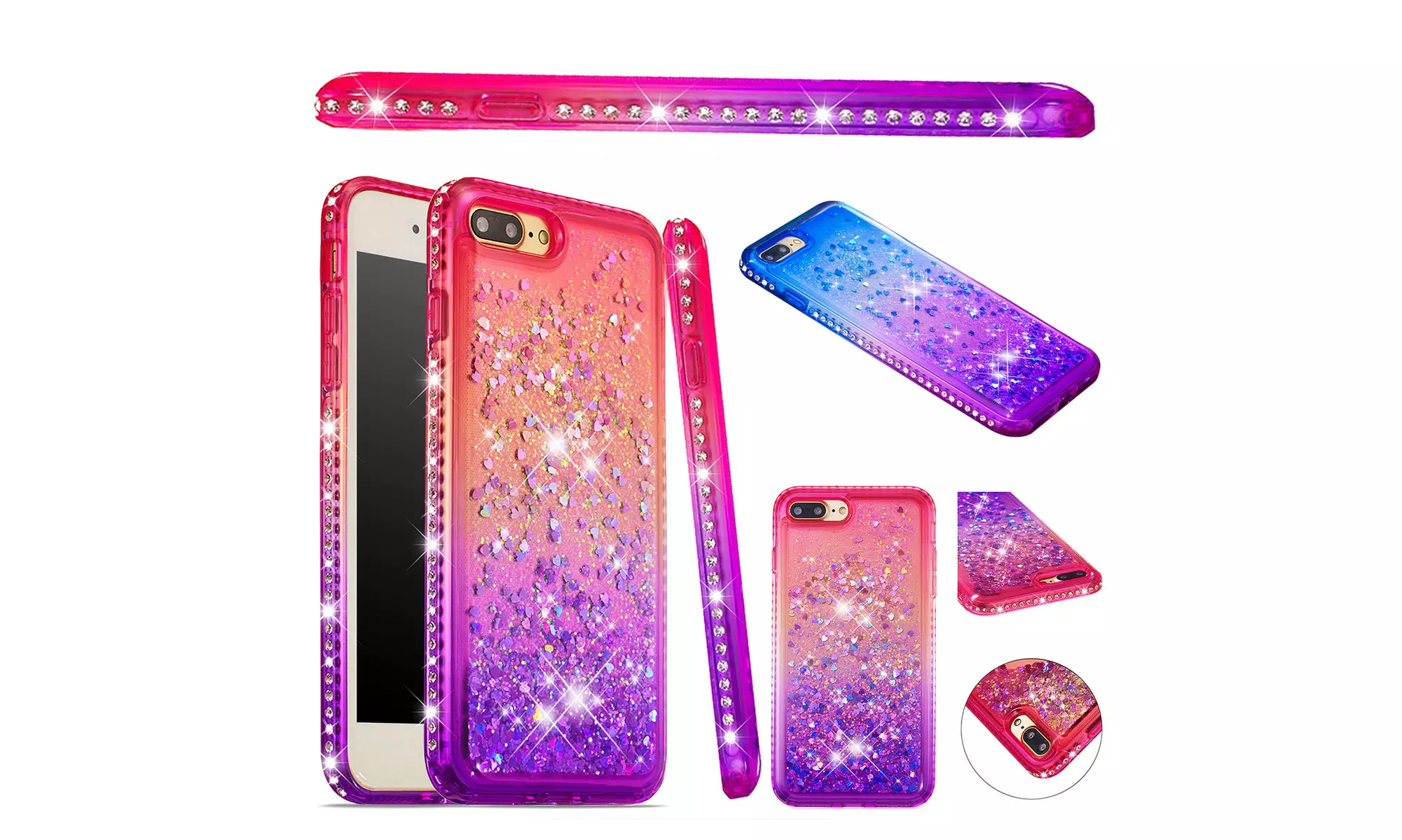 For iPhone 8/7/6 Plus X/Xs/Xr/Xs Max Liquid Dynamic Glitter Quicksand Phone Case - Primary Image