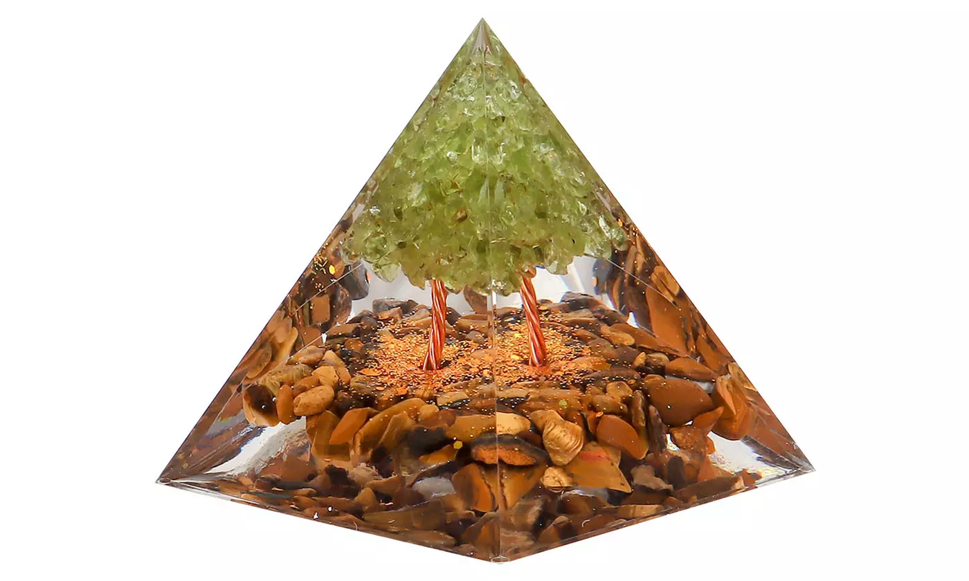 Orgone Pyramid Taichi Amethyst&Obsidian Healing Crystal Pyramid Energy Generator